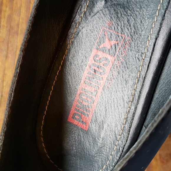 PIKOLINOS Black Ginebra Avellana Pleated Leather Wedge Mary Jane sz 41/10.5-11 - Picture 7 of 11